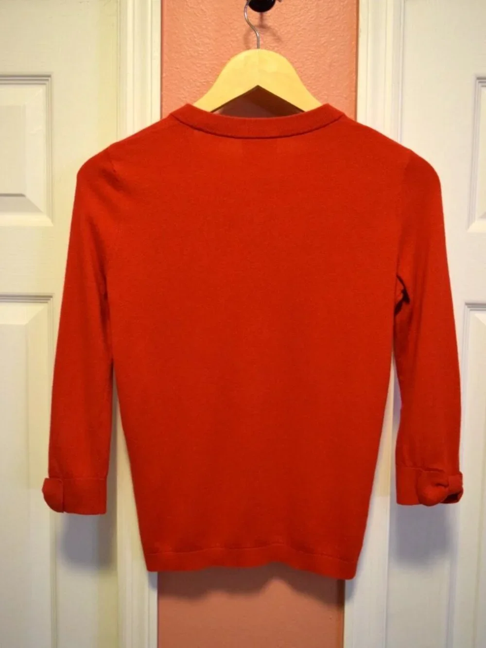 KATE SPADE SOMERSET RED BOW CUFF CARDIGAN